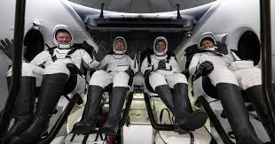 "Crew-8 Returns: NASA astronauts Matthew Dominick, Michael Barratt, Jeanette Epps, and Russian cosmonaut Alexander Grebenkin celebrate their successful splashdown after a record-breaking mission."